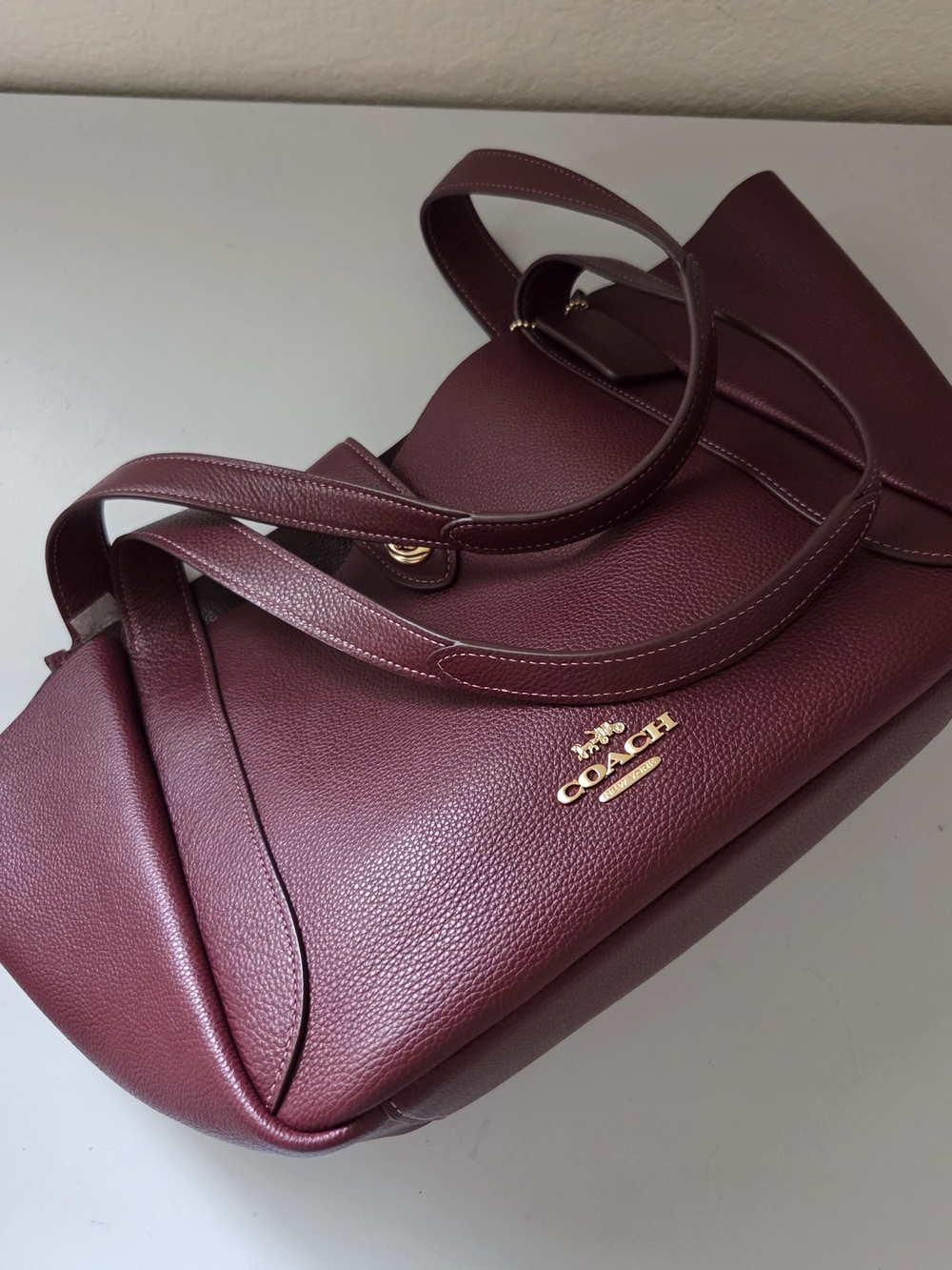 COACH Hadley Turnlock Leather Tote Bag